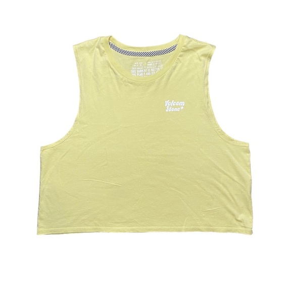 Volcom Stone Hour Crop Top T-Shirt Citron Beach Surf Organic Cotton XL Large - Picture 2 of 5